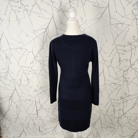 Harris Wilson Navy 100% Merino Wool Popover Gabriela Sweater Dress - Picture 4 of 8